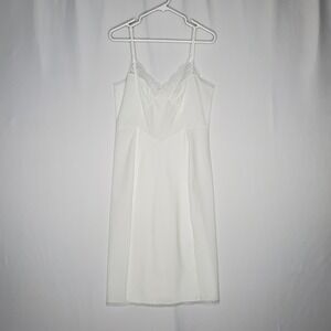 Belle Fleur Vtg Slip Women 36 White Cotton Lace Empire Adjustable Cottagecore